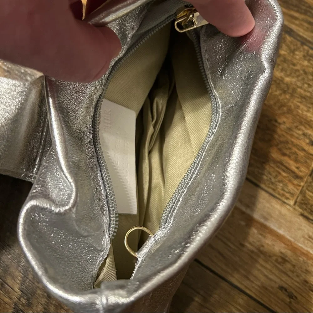 GERMAN FUENTES women's bow‎ clutch bag in silver NWT